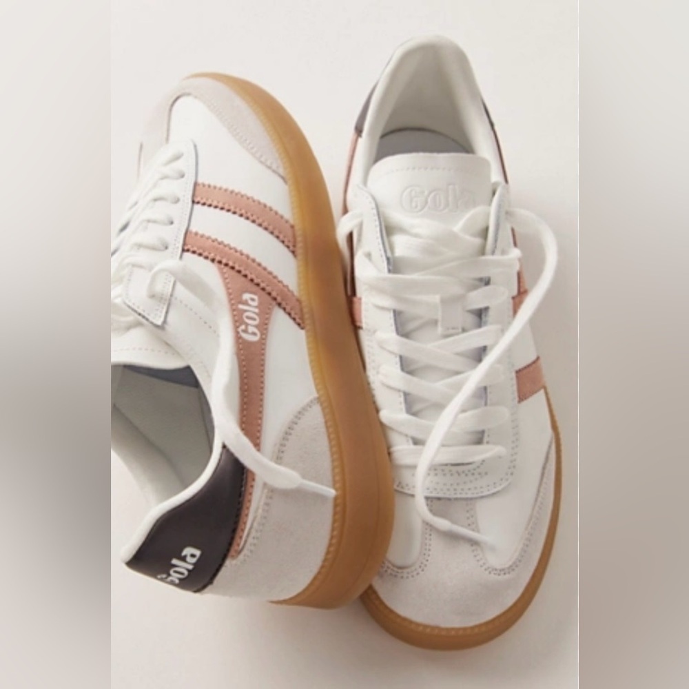 Gola Women’s Viper Leather Sneakers, Sz.6, White, Cameo, Dark Brown, Gum - Picture 2 of 16